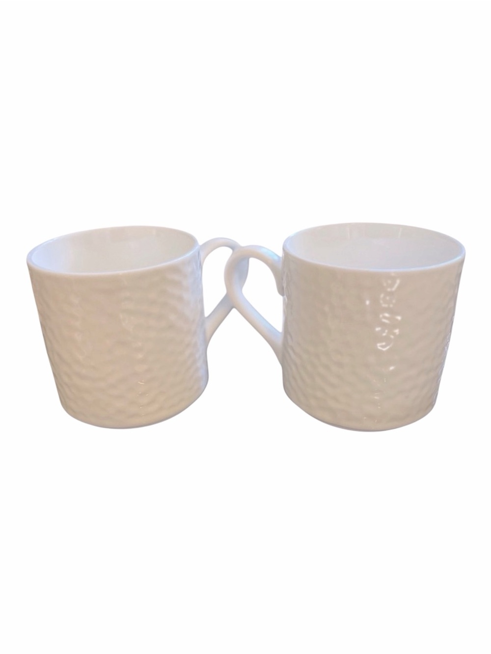 Set of 2 Fortessa Fortaluxe SuperWhite White Textured Ceramic Coffee Mugs